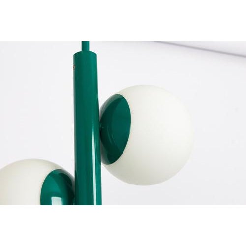 Metal Sputnik Green Pendant Light in Opal Glasd from Kaiser Idell / Kaiser Leuchten, Germany, 1970s For Sale - Image 7 of 9