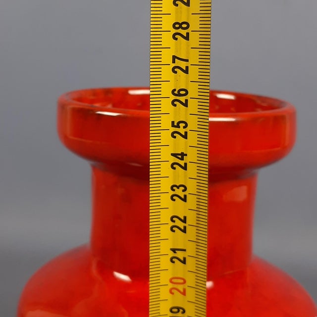 Fire Red Ceramic Vase with Marbled Enamel, 1970s For Sale - Image 10 of 11