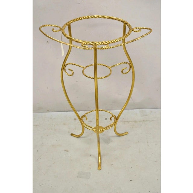 Italian Hollywood Regency Gold Iron Rope 3 Tier Bath Washstand Plant Stand Table For Sale - Image 12 of 12
