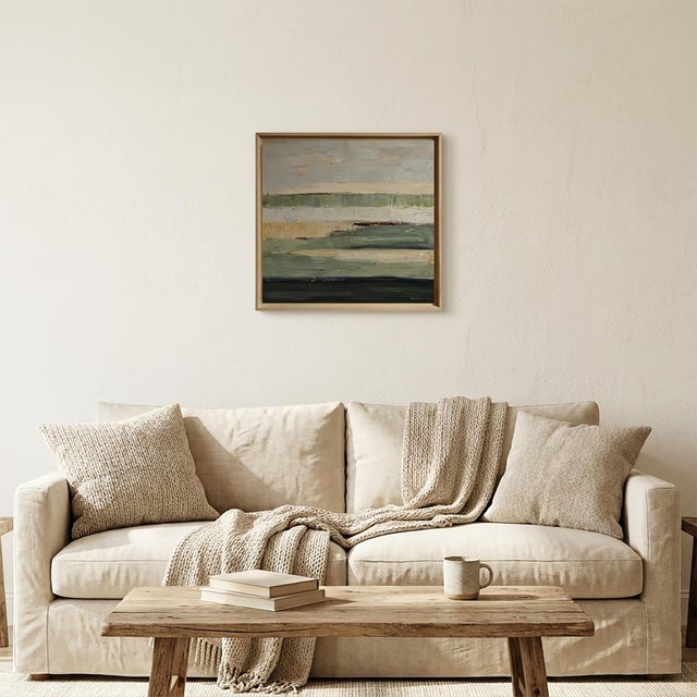 Avocado Terres De Lumière, Contemporary Abstract Landscape, Framed by Sophie Dumont For Sale - Image 8 of 8