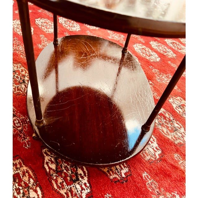 1940s 1940s Mahogany Oval Two-Tiered Table With Brass Accents For Sale - Image 5 of 13
