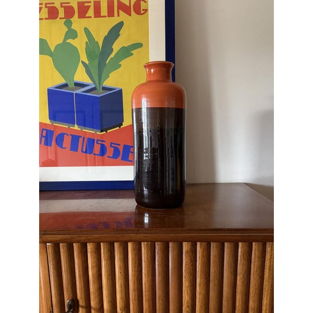 Mid-Century Orange and Brown Ceramic Vase by Aldo Londi for Bitossi, Italy, 1970s For Sale - Image 9 of 10