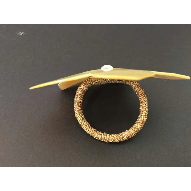 1970s Handcrafted Napkin Rings in Natural Capiz Pearl Shell Flower Star Shape - Set of 6 For Sale - Image 5 of 11