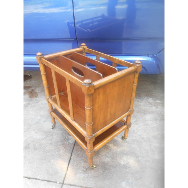 Vintage Baker Furniture Rolling Magazine Rack Brass Casters Chairish