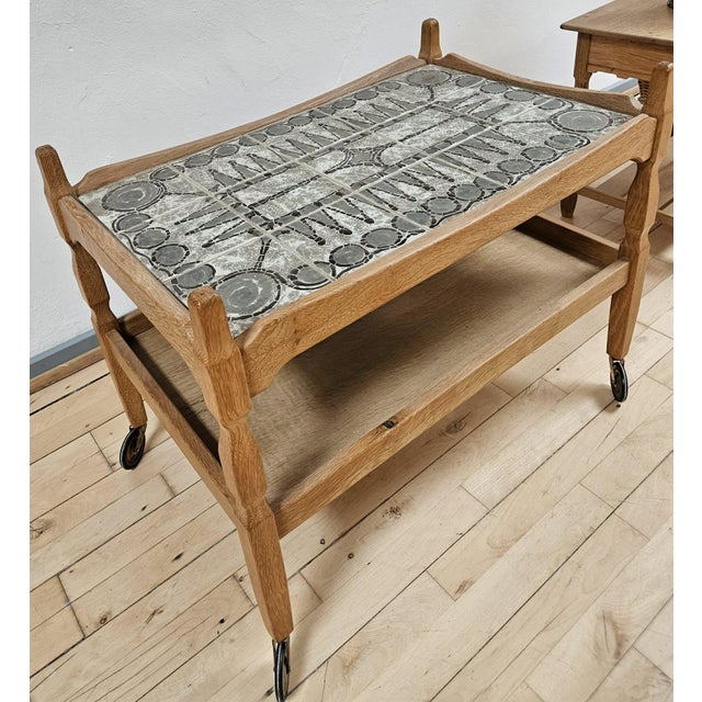 Danish Oak Coffee Table with Ceramic Art Tiles by Henry Kjærnulf for EG Kvalitetsmöbel, 1960s For Sale - Image 4 of 9