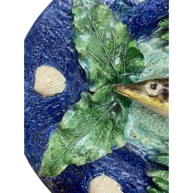 Ceramic Large Franҫois Maurice Palissy Ware Majolica Trompe l'Oeil Fish Plaque, 1880 For Sale - Image 7 of 13