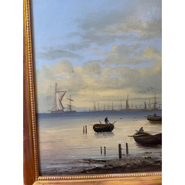Maritime Coastal Landscape, 1800s, Oil Painting on Canvas, Framed For Sale - Image 3 of 7