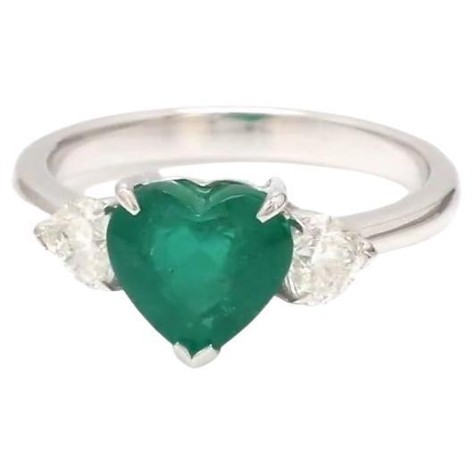 Natural 1.83 cts emerald & 0.46 cts diamond ring in 18k gold For Sale - Image 15 of 18