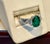 Modern Gia Certified 2Ct Fine Zambian Emerald & 1.5 Ct Total Trillion Diamond Ring Plat For Sale - Image 3 of 8