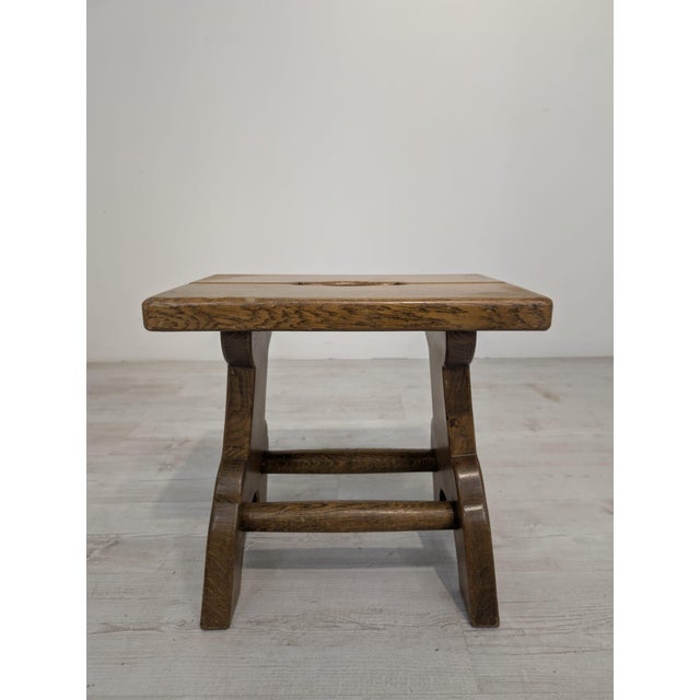Small Rustic Wood Stool, 1965 For Sale - Image 4 of 12