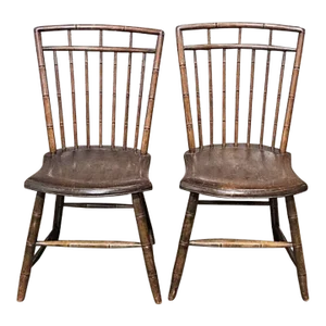 Pair Early 19th Century Philadelphia Benchmade Birdcage Windsor Chairs