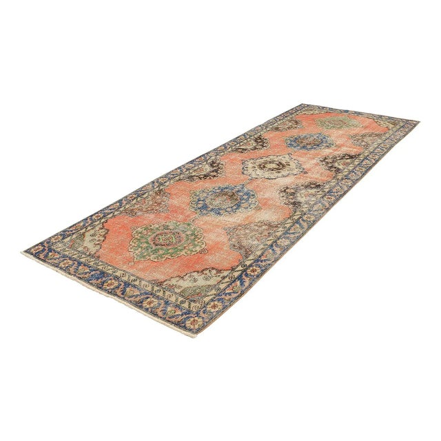 Shabby Chic Mid 20th Century Distressed Vintage Turkish Area Rug For Sale - Image 3 of 7