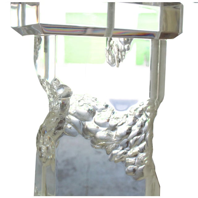 This is a stunning sculptural clear Lucite table lamp This lamp have been sculpted to create the illusion of ice One of a...