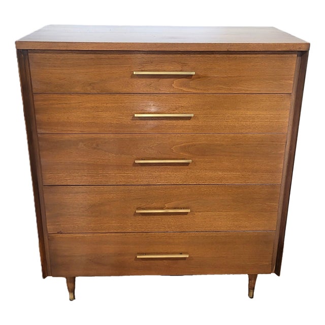 Vintage American Mid-Century Modern Commode Tall Chest by John Stuart For Sale
