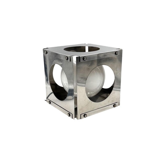 Silver Space Age Cubic Table Lamp, Italy, 1970s For Sale - Image 8 of 14