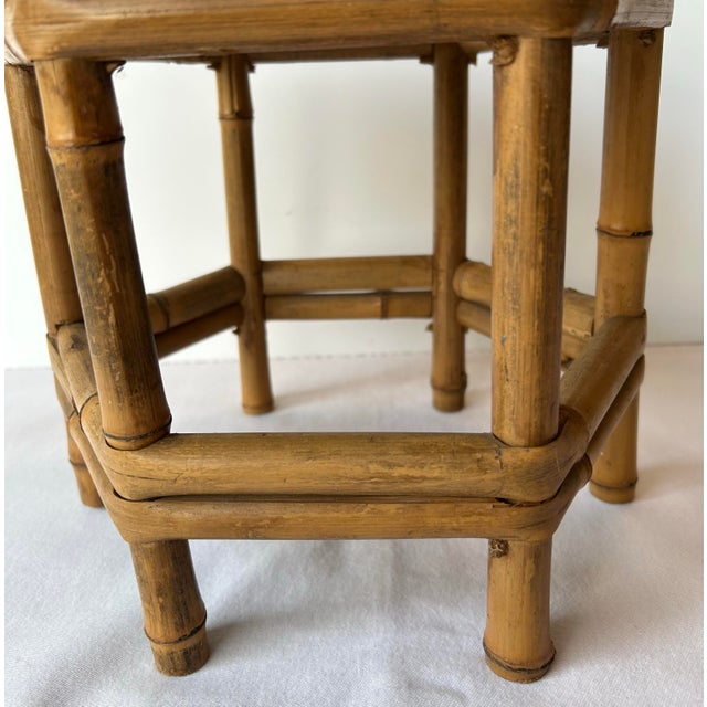 Vintage Hexagonal Bamboo Plant Stand/Stool/Riser For Sale - Image 4 of 6