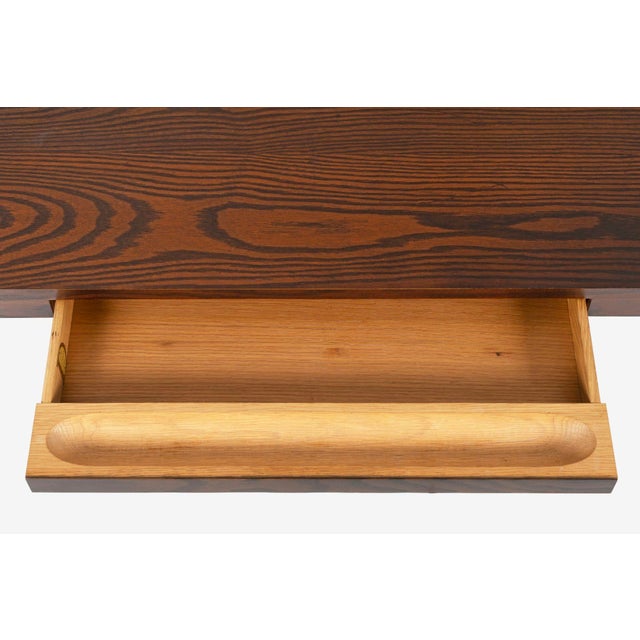1960s Roger Lee Sprunger for Dunbar Desk in Two-Toned Oakwood For Sale - Image 9 of 10