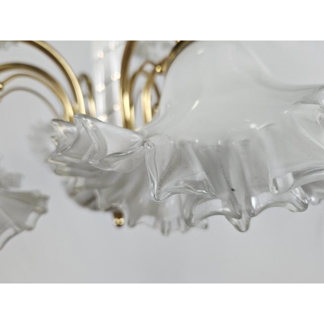 Large Ceramic Chandelier in Brass and Murano Glass, Italy, 1970s For Sale - Image 15 of 18