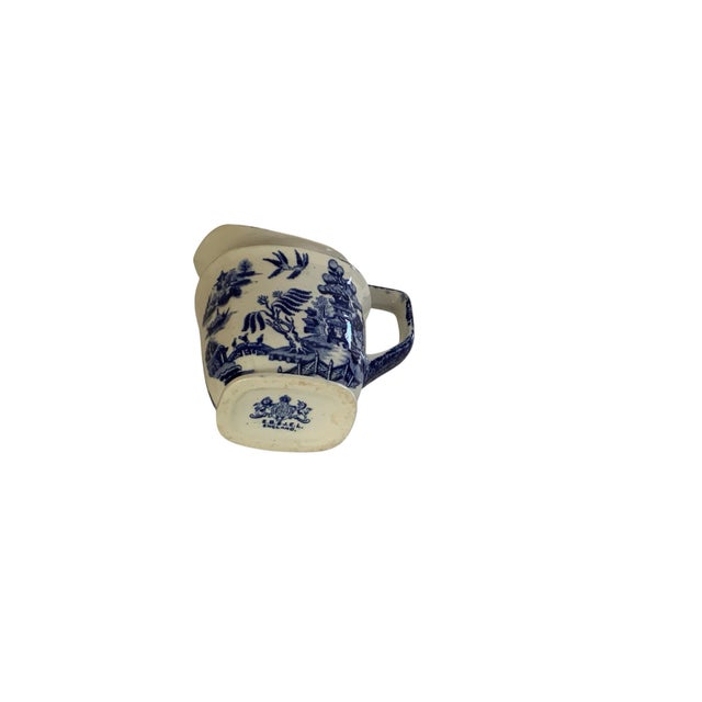 Antique e.b. & j.e.l. Blue Willow Milk Jug Pitcher, Leighton Pottery Staffordshire C. 1890s-1910s For Sale - Image 4 of 6