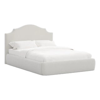 Tori Platform Bed in Snow Slub Velvet, King For Sale