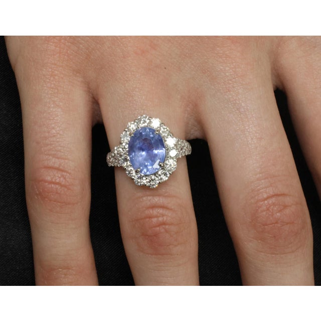 Late 20th Century 4.71ct Gia Ceylon No Heat Sapphire & 1.32ct Diamond Platinum Ring Size 6.25 For Sale - Image 14 of 15