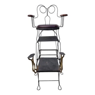 Antique Shoeshine Barbers Chair Twisted Wrought Iron Ice Cream Parlor Armchair For Sale