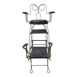 Antique Shoeshine Barbers Chair Twisted Wrought Iron Ice Cream Parlor Armchair
