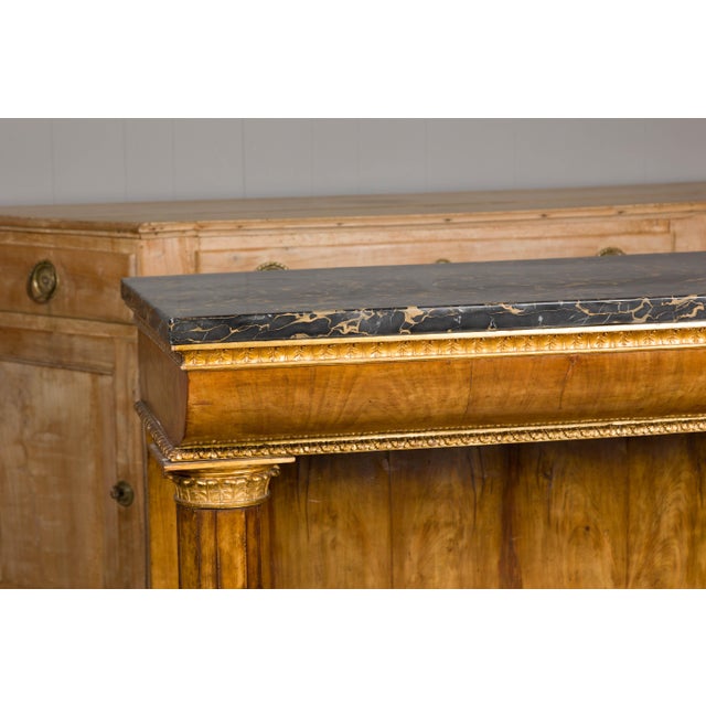 Wood French Napoléon III Period 1860s Walnut Console Table with Original Marble Top For Sale - Image 7 of 12