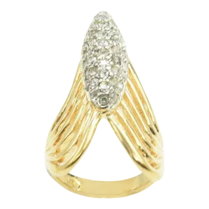 Gold Plated Crystal 'V' Chevron Ring size 6
