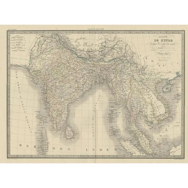 Antique map titled 'Carte de l'Inde en deca et au dela du Gange'. Map of India and Ceylon (Sri Lanka). This map originates...