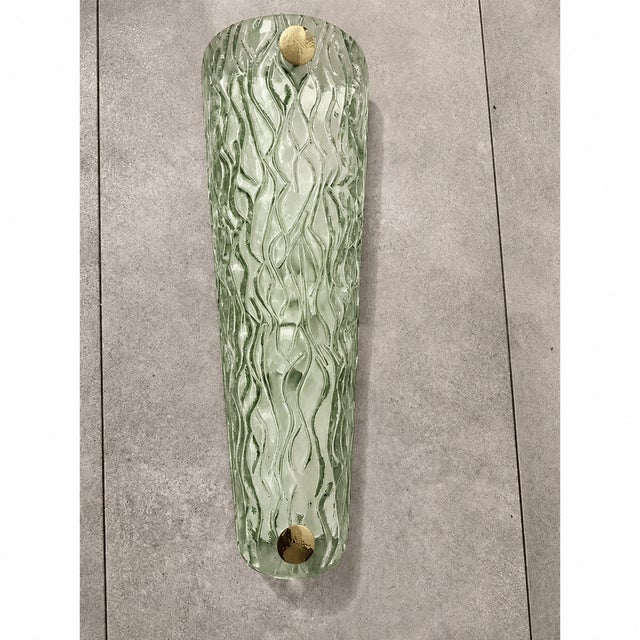 Murano Monumental Green Murano Glass Wall Sconces From Italy – Set of Two For Sale - Image 4 of 8