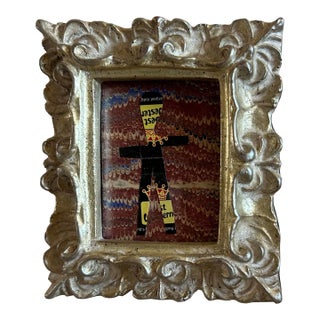 Wayne Cunningham Original Miniature Figural Abstract Collage in Frame For Sale