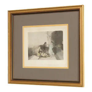 Antique Pompeian Dance' Hand-Colored Engraving After Louis Coomans