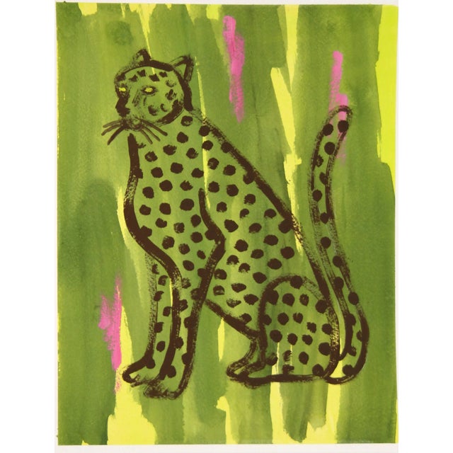 Pop Art Abstract Leopard Burgundy , Brown Expressionist Original Painting by Cleo Plowden For Sale - Image 3 of 4