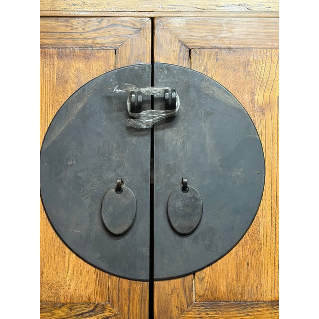 Late 19th Century Antique Korean 2 Part Hardwood Compound Wedding Cabinet Armoire For Sale - Image 5 of 11