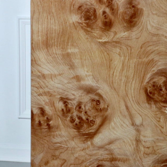 Milo Baughman 70's Baughman Style Faux Burl and Chrome Highboy Dresser For Sale - Image 4 of 7