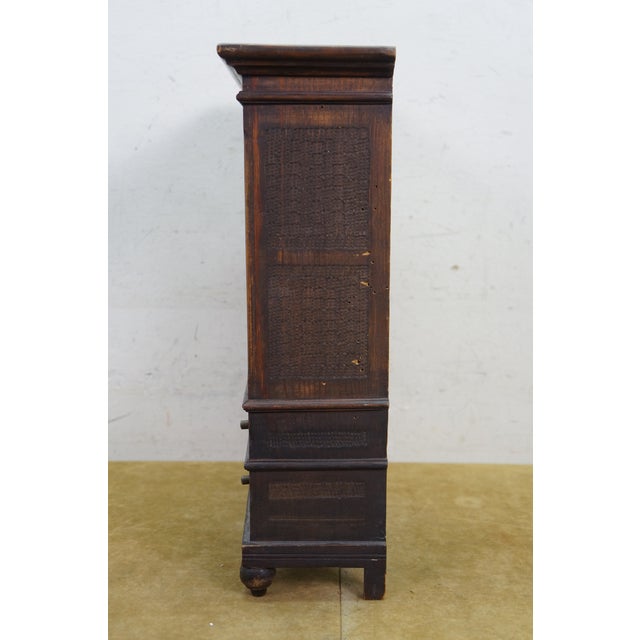 Antique Oak Salesman Sample Mirrored Dollhouse Armoire Wardrobe Cabinet 16" For Sale - Image 12 of 17