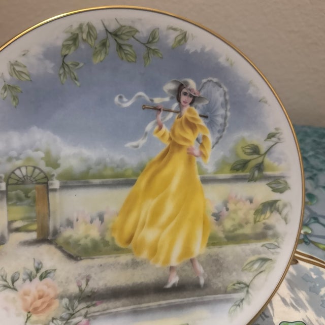 Vintage Belle Époque Fashion Porcelain Collector Plate For Sale - Image 4 of 7