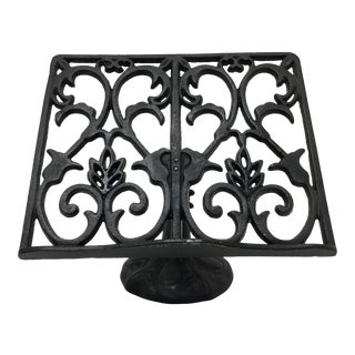 Vintage Heavy Cast Iron Book Rack Stand. For Sale