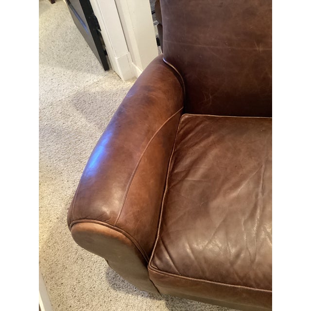 Mitchell Gold Leather Club Chair and Ottoman For Sale - Image 12 of 12