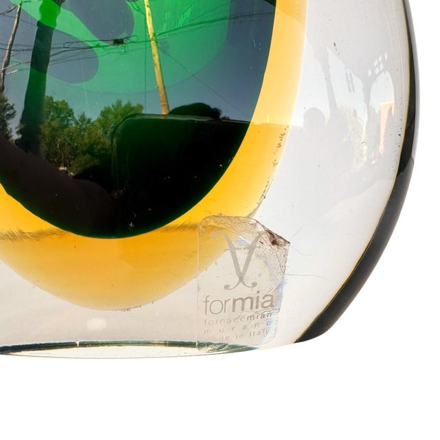 Vintage Murano Sommerso Formia Art Glass Vase — Green For Sale - Image 6 of 10