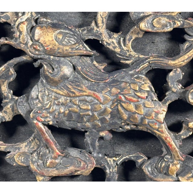 19th Century Chinese Gilt Lacquered Architectural Panel for your consideration. The panel measures approx. 7 1/4 inches X...