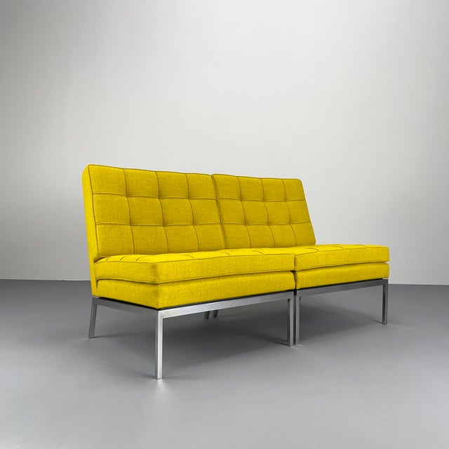 Yellow Vintage Yellow Minimalist Lounge Chairs by Florence Knoll for Knoll International, 1960s, Set of 2 For Sale - Image 8 of 15