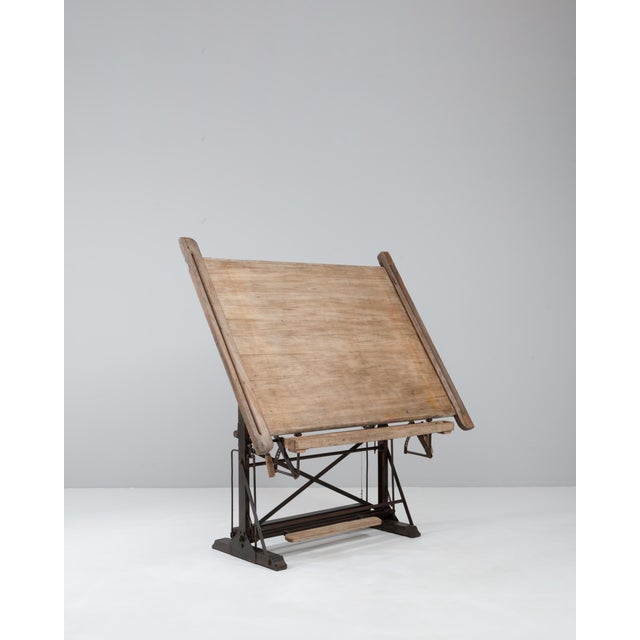 Brown 20th Century Belgian Industrial Drawing Table For Sale - Image 8 of 18