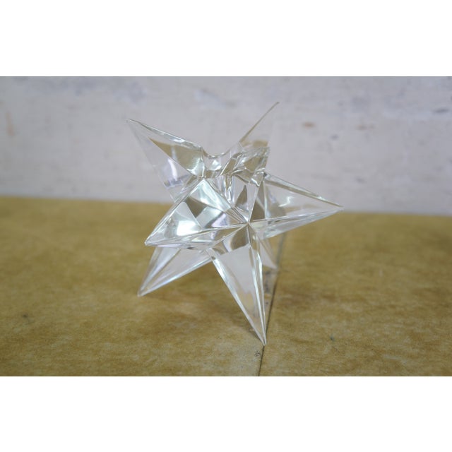 Glass 2 Mid Century Rosenthal 9 Point Crystal Taper Candlesticks Candle Holders 4" For Sale - Image 7 of 13