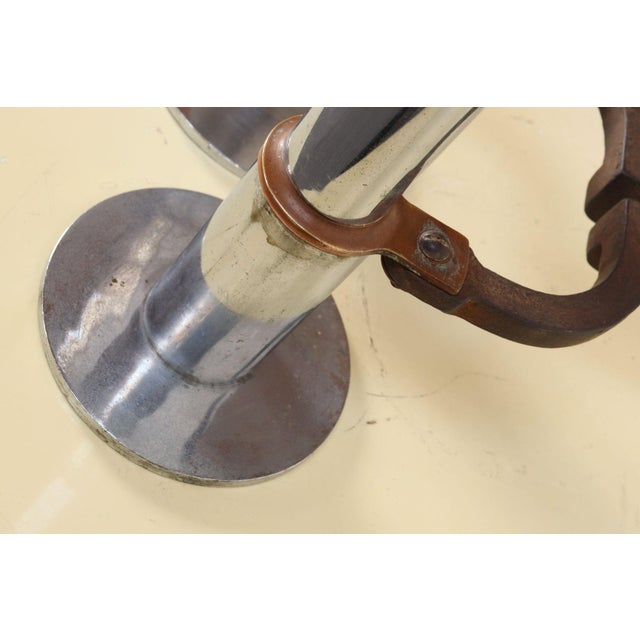 Pair of Art Deco Chrome and Copper Column Form Andirons For Sale - Image 15 of 18