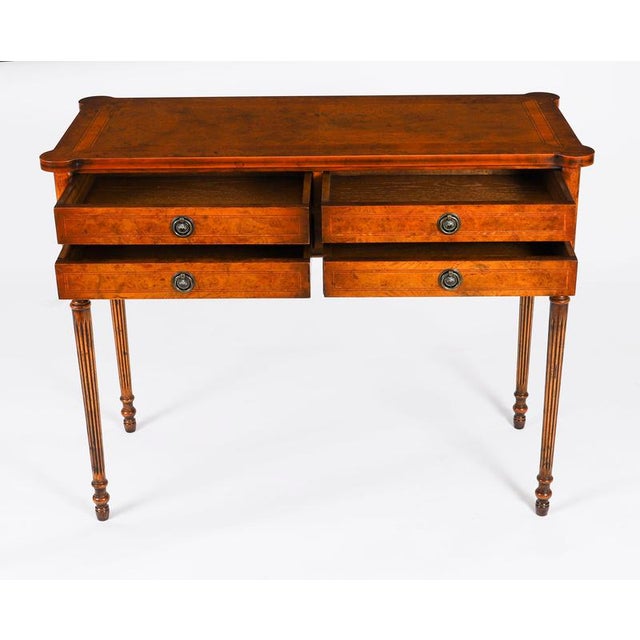 Vintage English Bur Walnut Console Table, 1950s For Sale - Image 12 of 18
