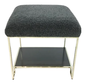 Caracole Thoroughly Modern Brass and Gray Bench