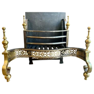 Antique English Steel and Brass Fire Grate, 1870