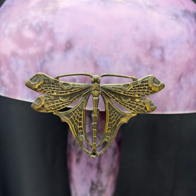 French La Rochere Art Nouveau Mushroom Table Lamps With Dragonflies -a Pair For Sale - Image 4 of 15